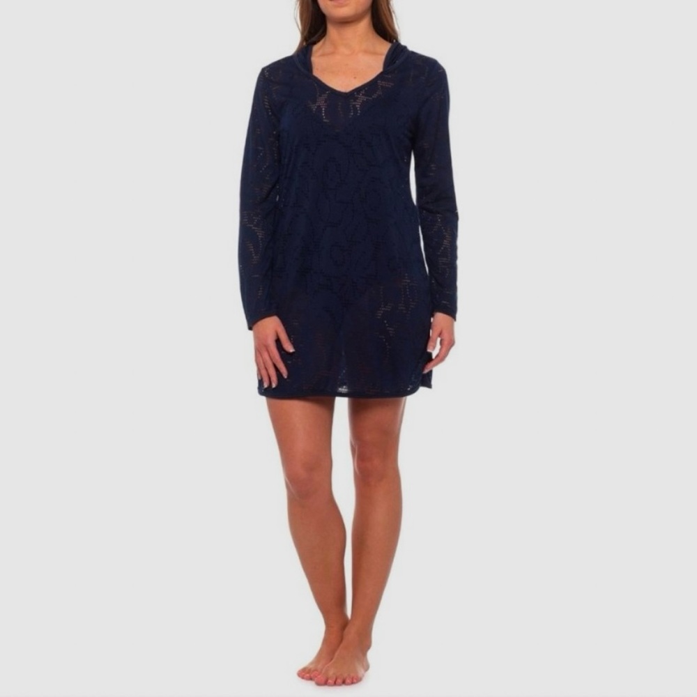 Balance Collection Women's Hooded Long Sleeve Swim Summer Cover-Up Hoodie